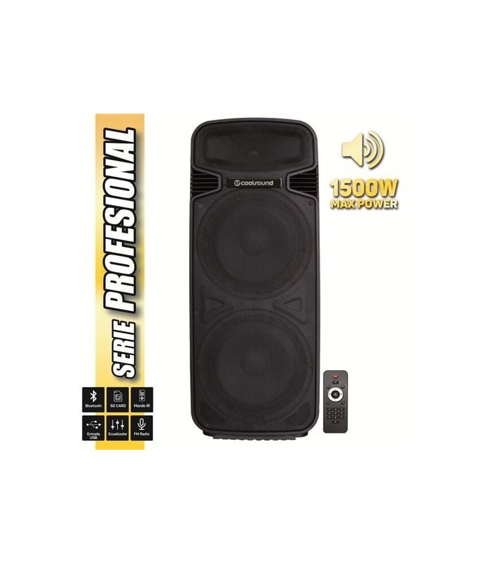 ALTAVOZ AUTOAMPLIFICADO COOLSOUND PRO 500 450W RMS 2x15" - BLUETOOTH, USB, SD, RADIO FM   