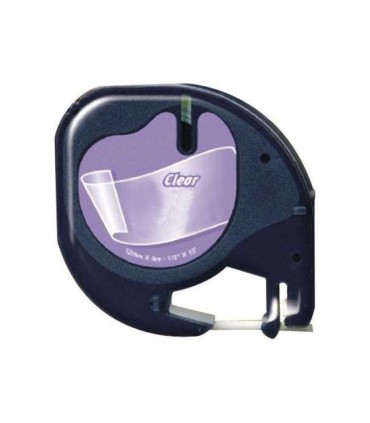 CINTA COMPATIBLE DYMO LETRATAG 12267 TEXTO NEGRO - FONDO TRANSPARENTE S0721530 12mm X 4m