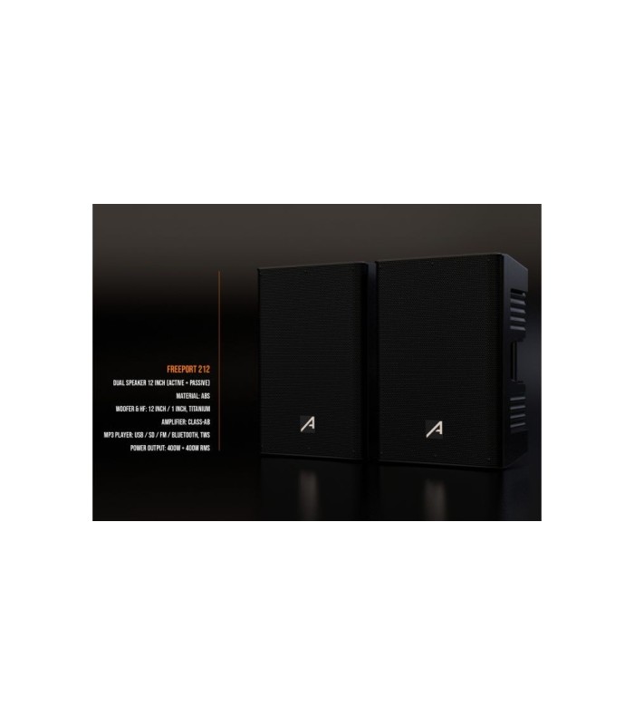 SET 2 ALTAVOCES AUDIBAX FREEPORT 212 12" 400W + 400W RMS - UBS-SD-BLUETOOTH-TWS