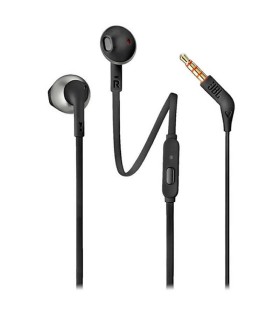 AURICULARES JBL TUNE T205 NEGROS - PURE BASS - DRIVERS 12 5MM - CABLE PLANO - MANOS LIBRES