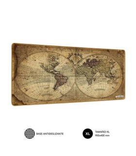 ALFOMBRILLA DE ESCRITORIO MAPA DEL MUNDO VINTAGE SUBBLIM 900x400x3mm - BASE ANTIDESLIZANTE
