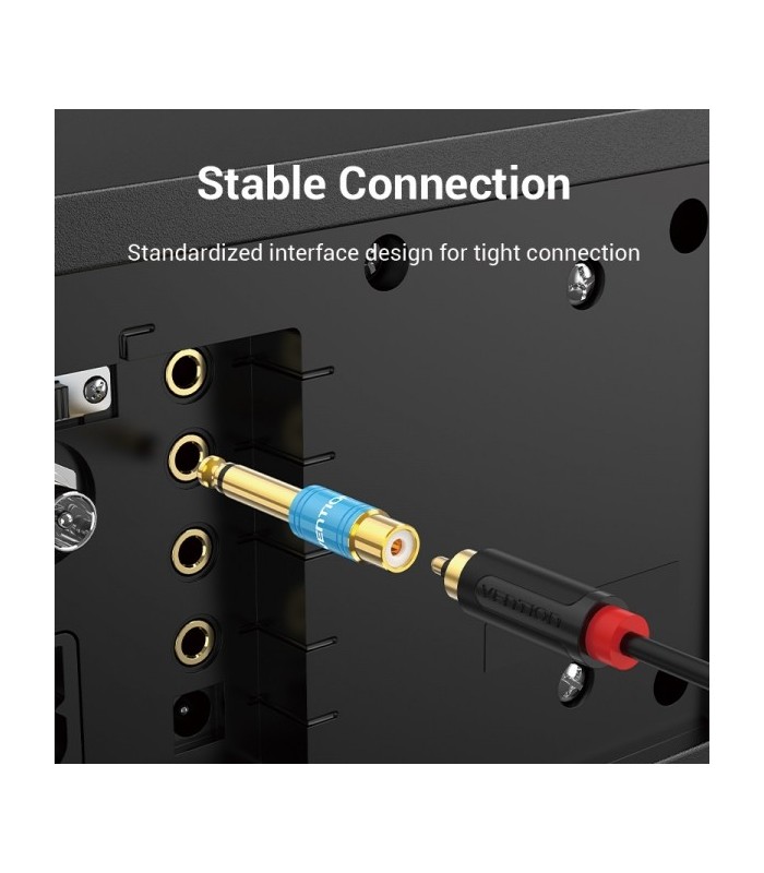 ADAPTADOR VENTION RCA HEMBRA A JACK 6 5 MACHO AZUL