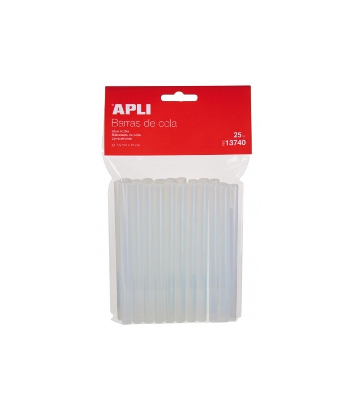 BARRAS DE SILICONA APLI 7 5mm X 10cm BOLSA DE 25 UNIDADES