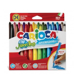ROTULADORES CARIOCA JUMBO PACK 24 UNIDADES - TINTA SUPERLAVABLE - TAPA VENTILADA