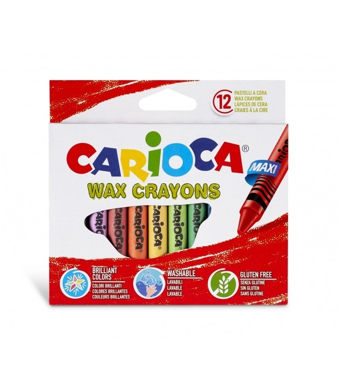 CERAS CARIOCA JUMBO MAXI PACK 12 UNIDADES - COLORES BRILLANTES - LAVABLES