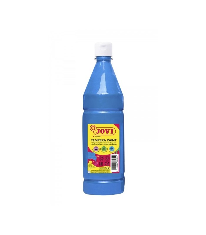 TEMPERA ESCOLAR JOVI AZUL CYAN 1 LITRO - ALTO PODER CUBRIENTE - SECADO RAPIDO