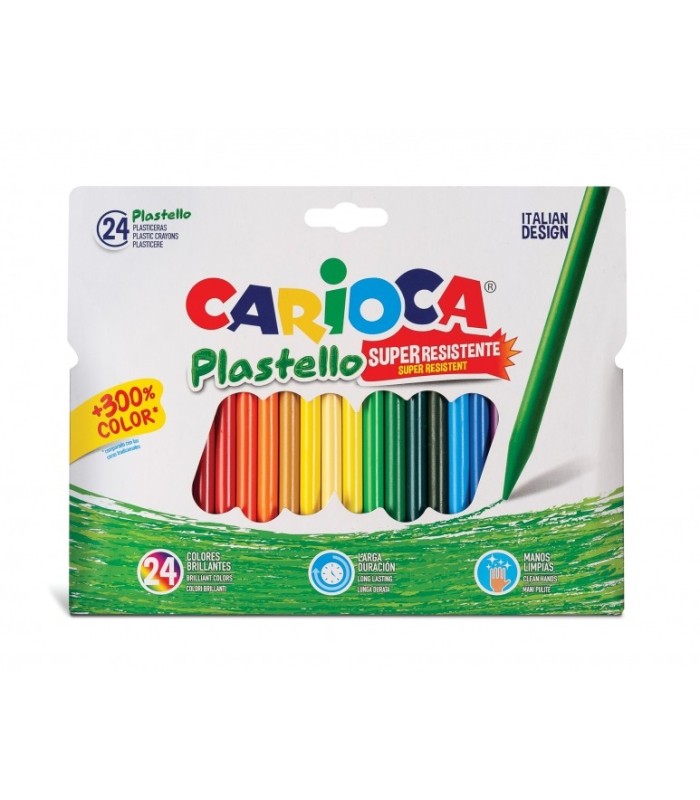 CERAS CARIOCA PLASTELLO PACK 24 UNIDADES - EXTRA LIMPIAS - FACILES DE AFILAR