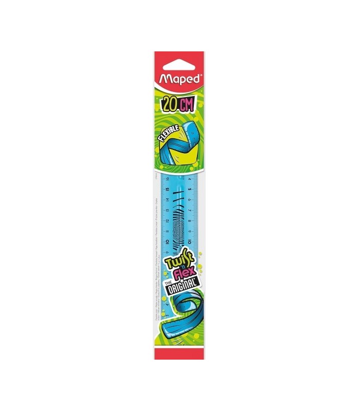 REGLA FLEXIBLE 20cm MAPED - IRROMPIBLE - COLORES ALEATORIOS AZUL, ROSA Y VERDE