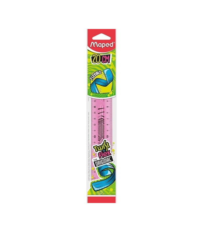 REGLA FLEXIBLE 20cm MAPED - IRROMPIBLE - COLORES ALEATORIOS AZUL, ROSA Y VERDE
