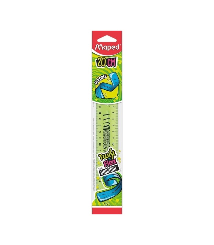 REGLA FLEXIBLE 20cm MAPED - IRROMPIBLE - COLORES ALEATORIOS AZUL, ROSA Y VERDE