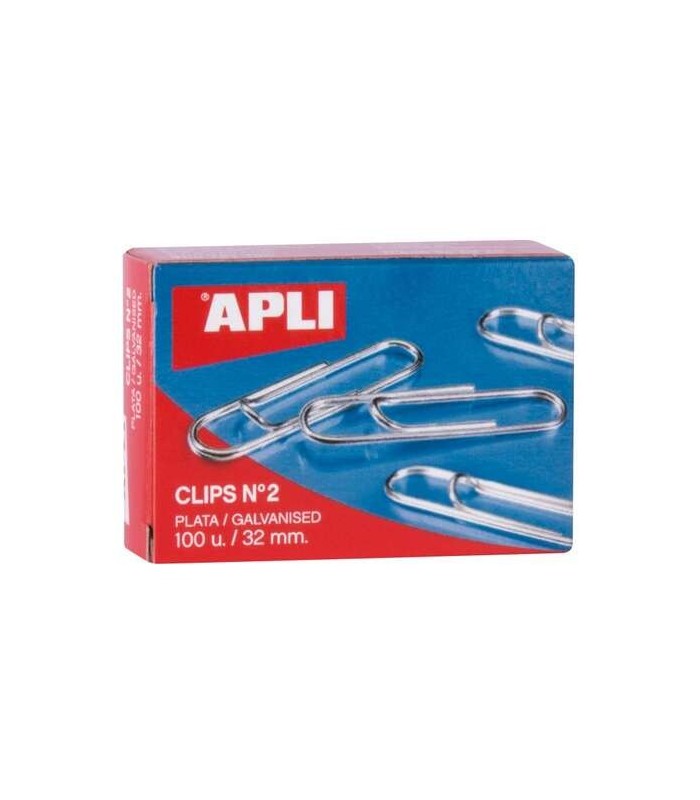 CLIPS GALVANIZADOS Nº2 APLI 33mm - CAJA 100 UNIDADES