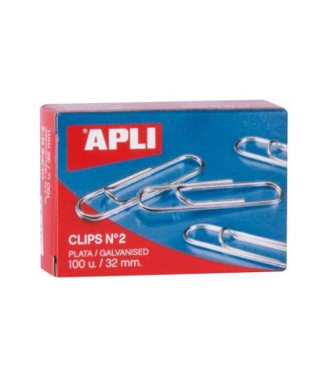 CLIPS GALVANIZADOS Nº2 APLI 33mm - CAJA 100 UNIDADES