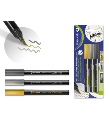 ROTULADOR METALICOS PUNTA PINCEL ORO-PLATA-ANTRACITA BISMARK