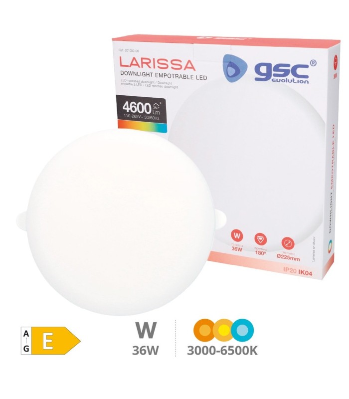 DOWNLIGHT LED LARISSA EMPOTRAMIENTO REGULABLE 36W 3000-4000-6500K