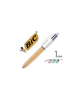BOLIGRAFO BIC SHINE 4 COLORES FROZEN ORO