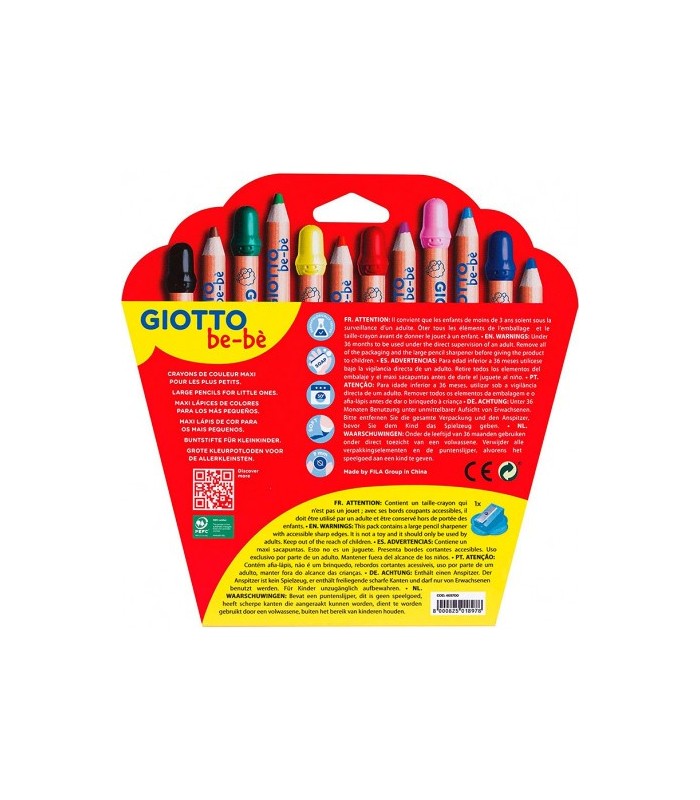 LAPICES GIOTTO BEBE REDONDOS PACK 12 UNIDADES