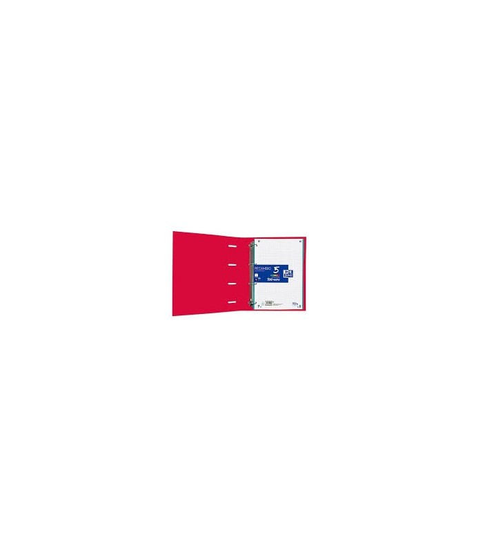 CARPETA 4 ANILLAS OXOFD CON RECAMBIO Y GOMA ROJO