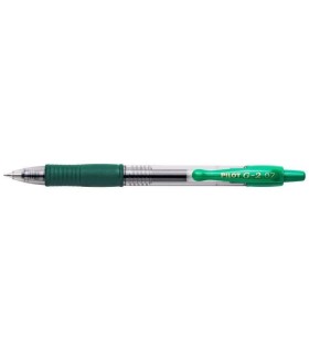 BOLIGRAFO PILOT DE GEL G2 ROLLERBALL VERDE - PUNTA DE BOLA REDONDA 0 7mm - TRAZO 0 32mm