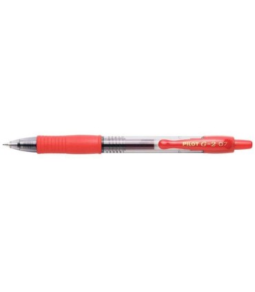 BOLIGRAFO PILOT DE GEL G2 ROLLERBALL ROJO - PUNTA DE BOLA REDONDA 0 7mm - TRAZO 0 32mm