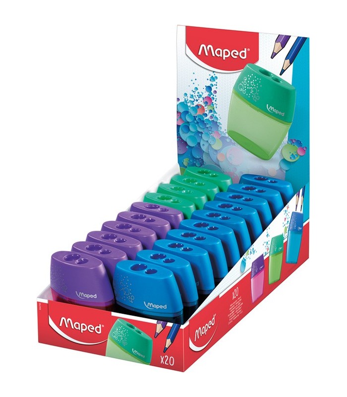 SACAPUNTAS 2 ORIFICIOS MAPED SHAKER GRANDE - FORMA ERGONOMICA - COLORES SURTIDOS