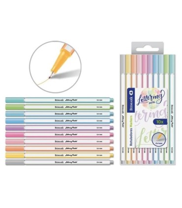 ESTUCHE ROTULADORES 10 UNIDADES PUNTA FINA 0 4mm LETTERING PASTEL BISMARK