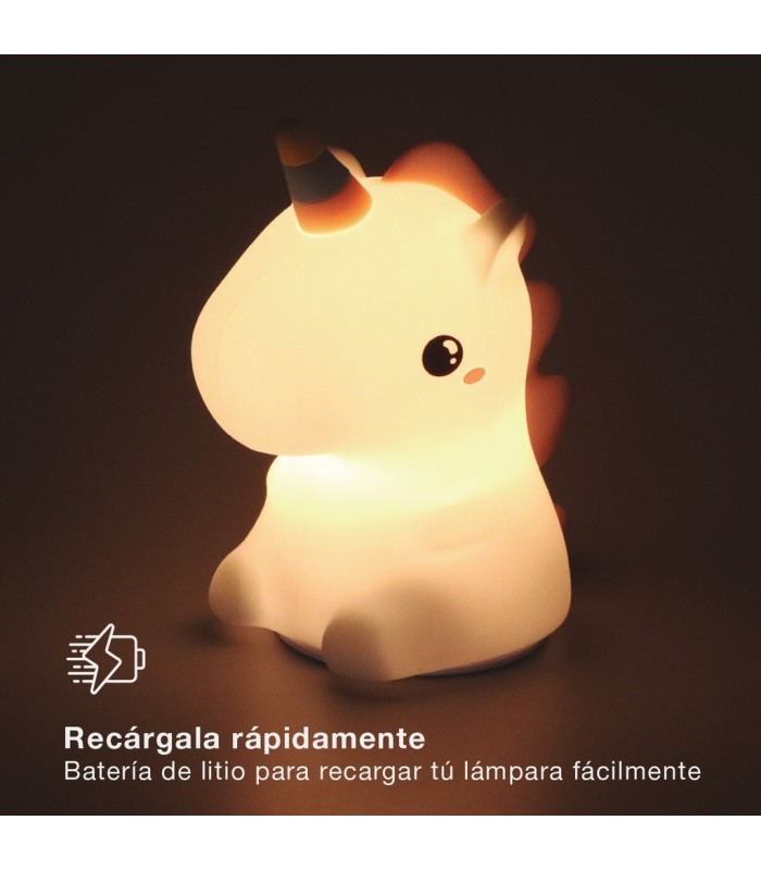 LUZ DE NOCHE INFANTIL LED UNICORNIO GSC 1W LUZ RGB - BATERIA RECARGABLE