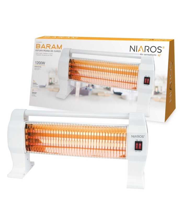 ESTUFA PEANA DE CUARZO BARAM NAIROS GSC BLANCA - MAX  1200W - 3 NIVELES DE CALEFACCION