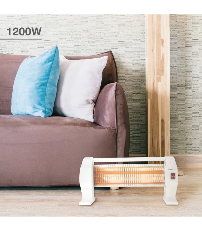 ESTUFA PEANA DE CUARZO BARAM NAIROS GSC BLANCA - MAX  1200W - 3 NIVELES DE CALEFACCION