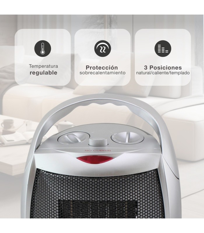 CALEFACTOR ELECTRICO VERTICAL GIRATOTIO CERAMICO PRATA GSC EVOLUTION 1500W