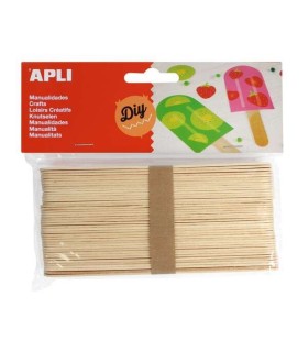 PALOS DE POLO JUMBO DE MADERA NATURAL APLI 150x18mm - PACK 40 UNIDADES - COLOR MADERA