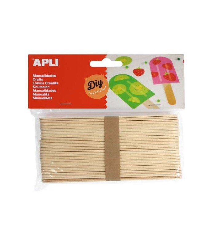 PALOS DE POLO JUMBO DE MADERA NATURAL APLI 150x18mm - PACK 40 UNIDADES - COLOR MADERA