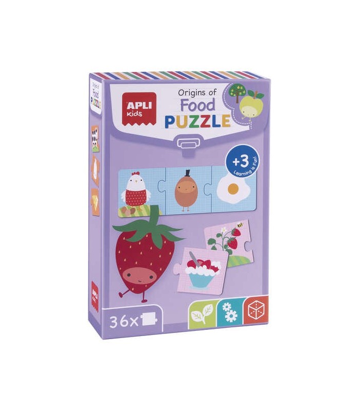 PUZZLE APLI ORIGEN DE LOS ALIMENTOS - 36 PIEZAS DE 7x7cm -COLORIDO