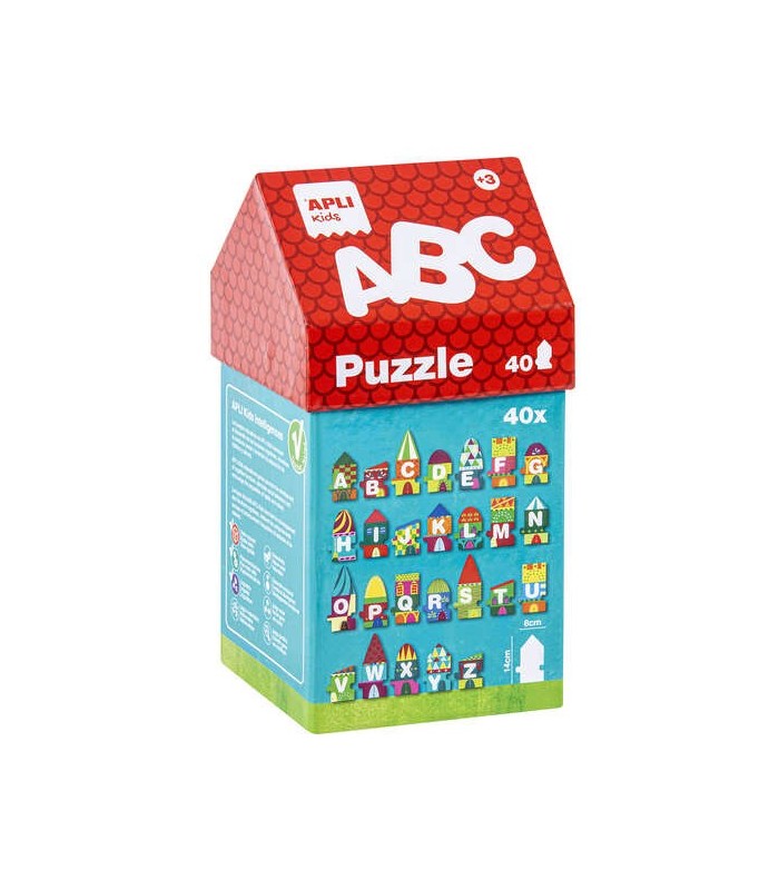 PUZZLE APLI CASITA LETRAS ABECEDARIO - 40 PIEZAS DE DIFERENTES TAMAÑOS - COLORIDO