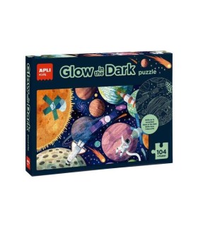 PUZZLE APLI GLOW IN THE DARK SISTEMA SOLAR 104 PIEZAS 5x5cm - INCLUYE POSTER PARA MONTAJE