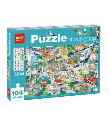 PUZZLE APLI OBSERVACION CIUDAD DE 104 PIEZAS DE 5x5cm - INCLUYE POSTER Y 3 FICHAS