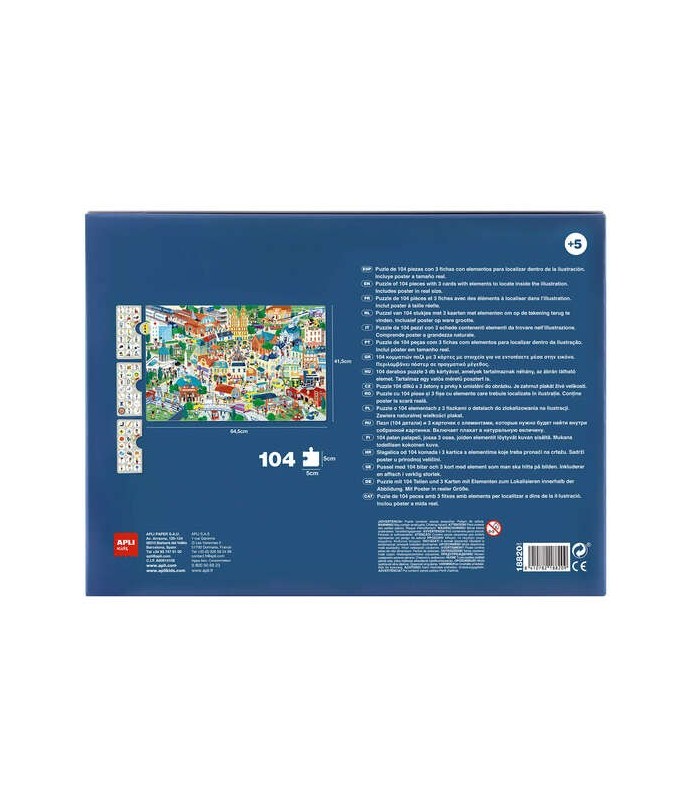 PUZZLE APLI OBSERVACION CIUDAD DE 104 PIEZAS DE 5x5cm - INCLUYE POSTER Y 3 FICHAS