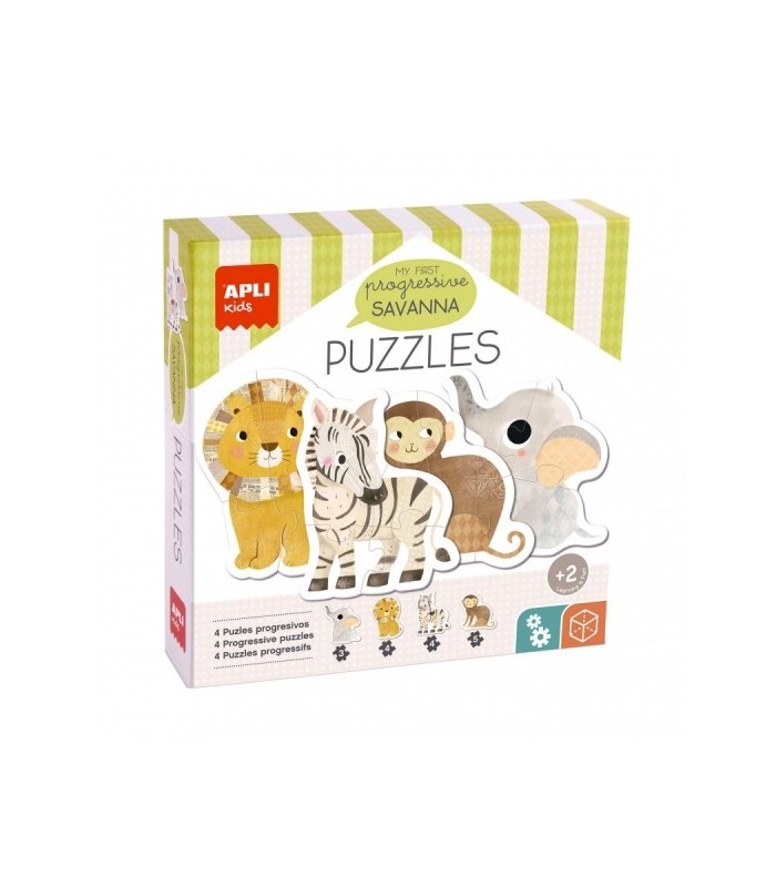 PUZZLE APLI MY FIRST SAVANNA - 16 PIEZAS GRANDES - 4 DISEÑOS DE ANIMALES