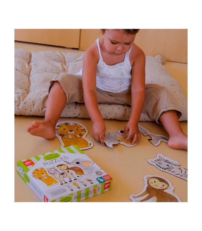 PUZZLE APLI MY FIRST SAVANNA - 16 PIEZAS GRANDES - 4 DISEÑOS DE ANIMALES