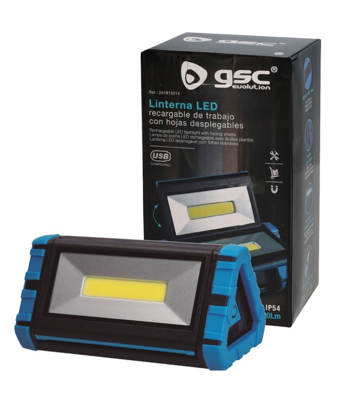 LINTERNA DE TRABAJO GSC LED COB HOJAS DESPLEGABLES 10W 1000 LUMENES - BATERIA 3600mAh