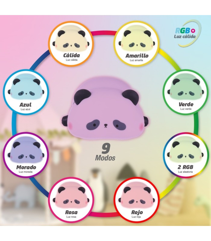 LUZ DE NOCHE INFANTIL LED PANDA GSC 1W LUZ RGB - BATERIA RECARGABLE