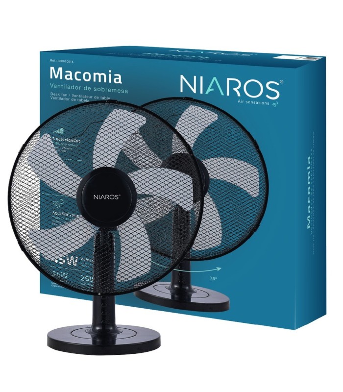 VENTILADOR SOBREMESA MACOMIA GSC Ø41cm 45W NEGRO