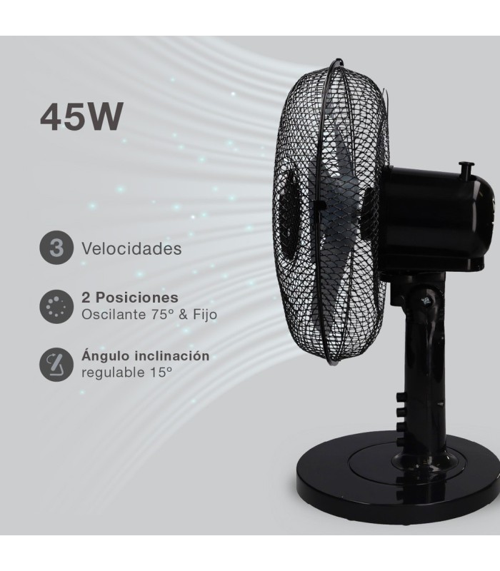 VENTILADOR SOBREMESA MACOMIA GSC Ø41cm 45W NEGRO