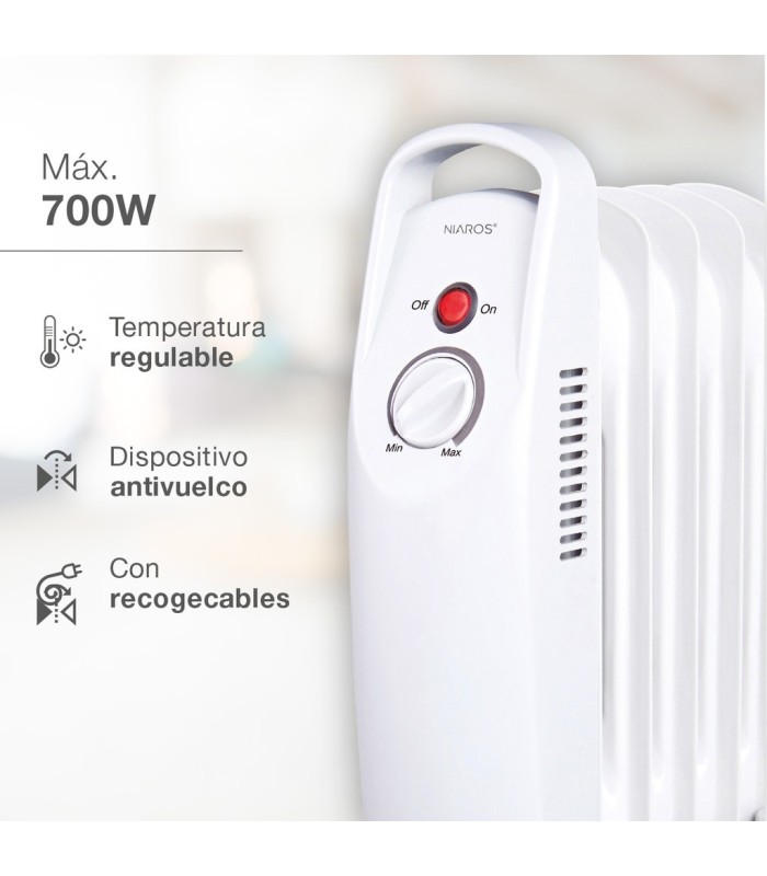 RADIADOR DE ACEITE MINI ELDERE NAIROS GSC 700W - 7 ELEMENTOS - TEMPERATURA REGULABLE