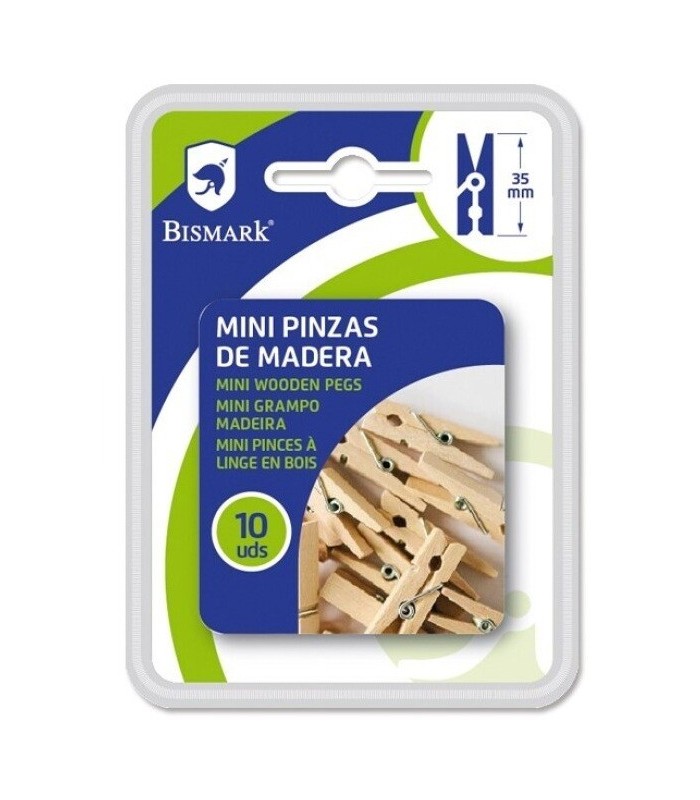 MINI PINZAS DE MADERA 35mm PACK 10 PIEZAS BISMARK