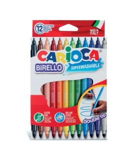 ROTULADORES CARIOCA BIRELLO PACK 12 UNIDADES - DOBLE PUNTA FINA Y MEDIA - SUPERLAVABLE