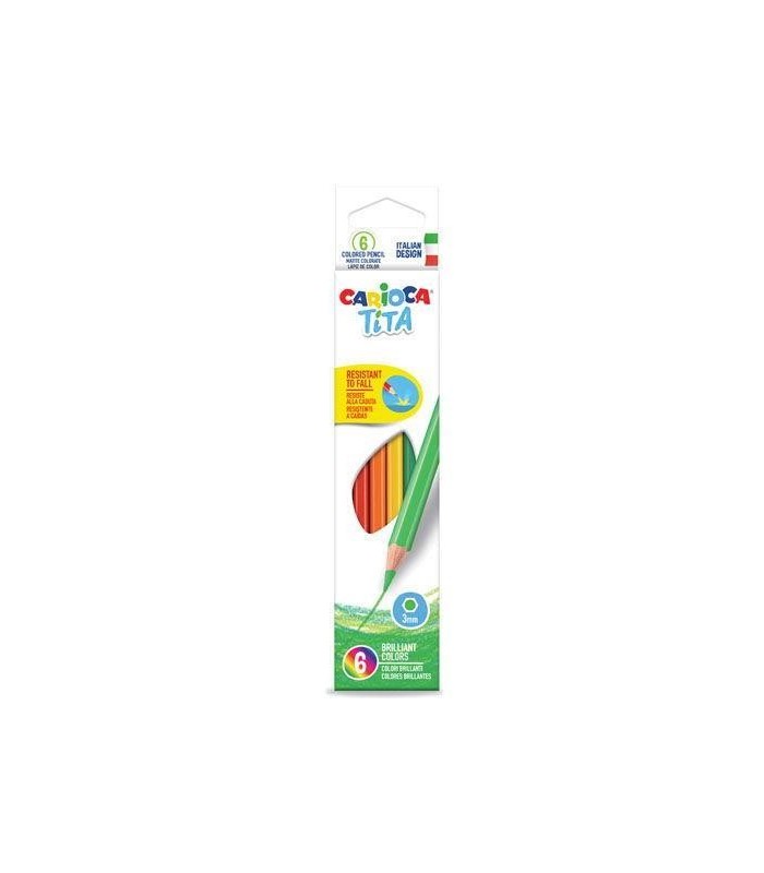 LAPICES COLORES CARIOCA TITA PACK 6 UNIDADES - MINA RESISTENTE - CUERPO HEXAGONAL