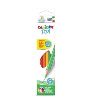 LAPICES COLORES CARIOCA TITA PACK 6 UNIDADES - MINA RESISTENTE - CUERPO HEXAGONAL