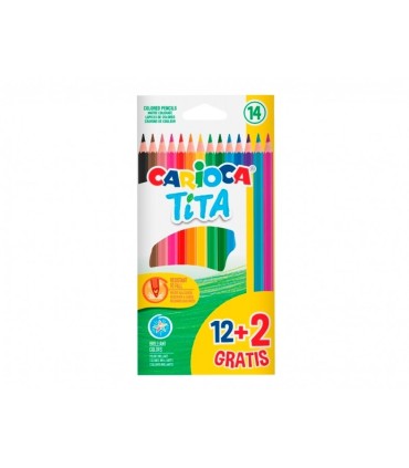 LAPICES COLORES CARIOCA TITA PACK 12+2 UNIDADES - MINAS RESISTENTES