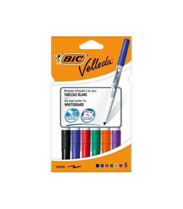 ROTULADOR VELLEDA ESTUCHE 6 UNIDADES PUNTA MEDIUM