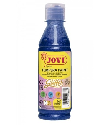 BOTELLA TEMPERA GLITTER AZUL JOVI 250ml  - PARTICULAS DE PURPURINA - SECADO RAPIDO